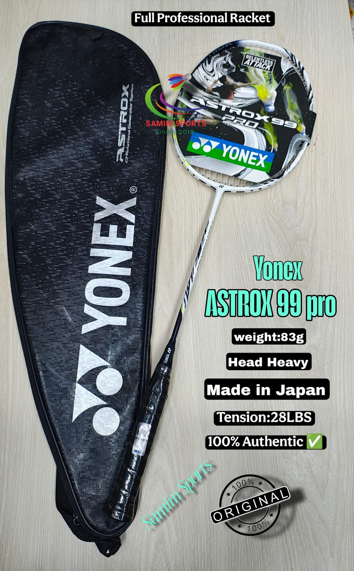 Astrox 99pro(White Tiger)Badminton Racket