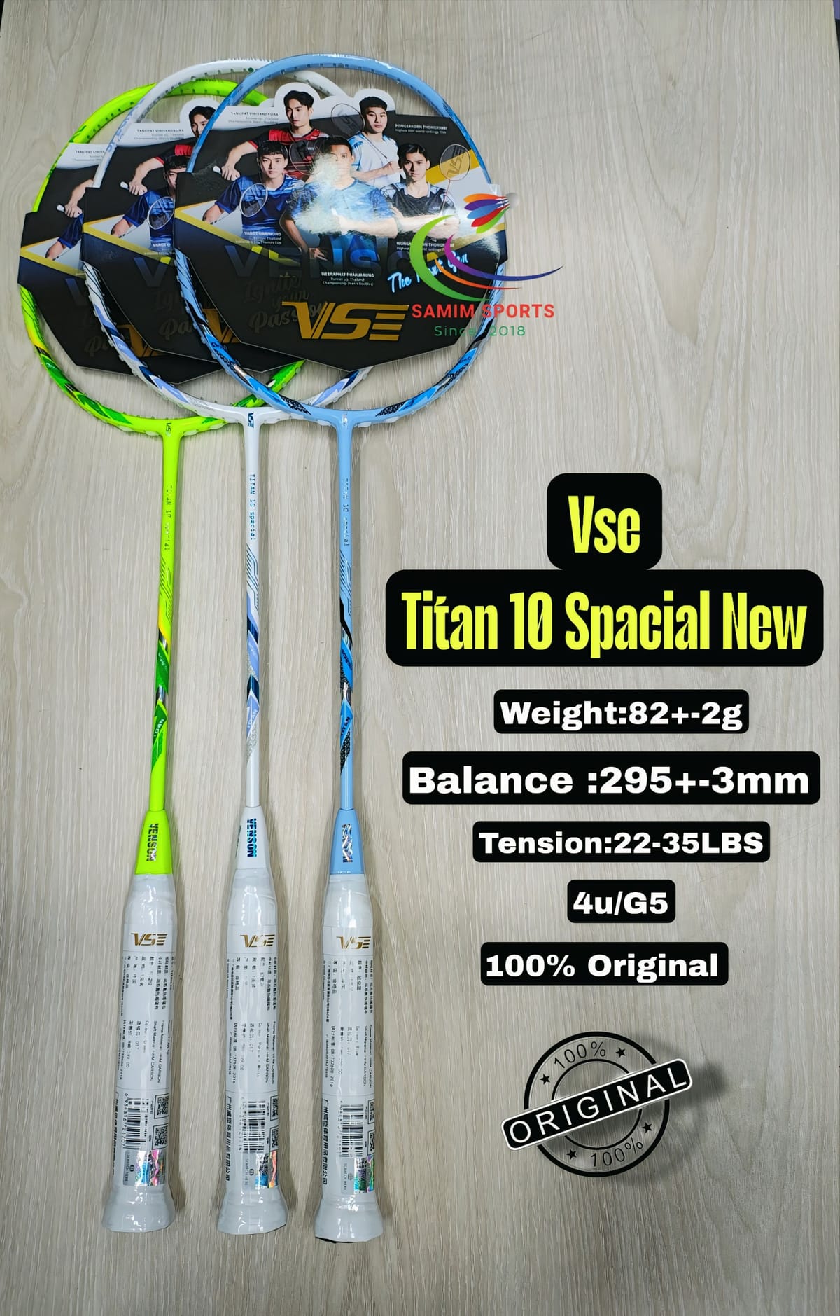 Vse Titan 10 Spacial New Badminton Racket! white,sky and green colour