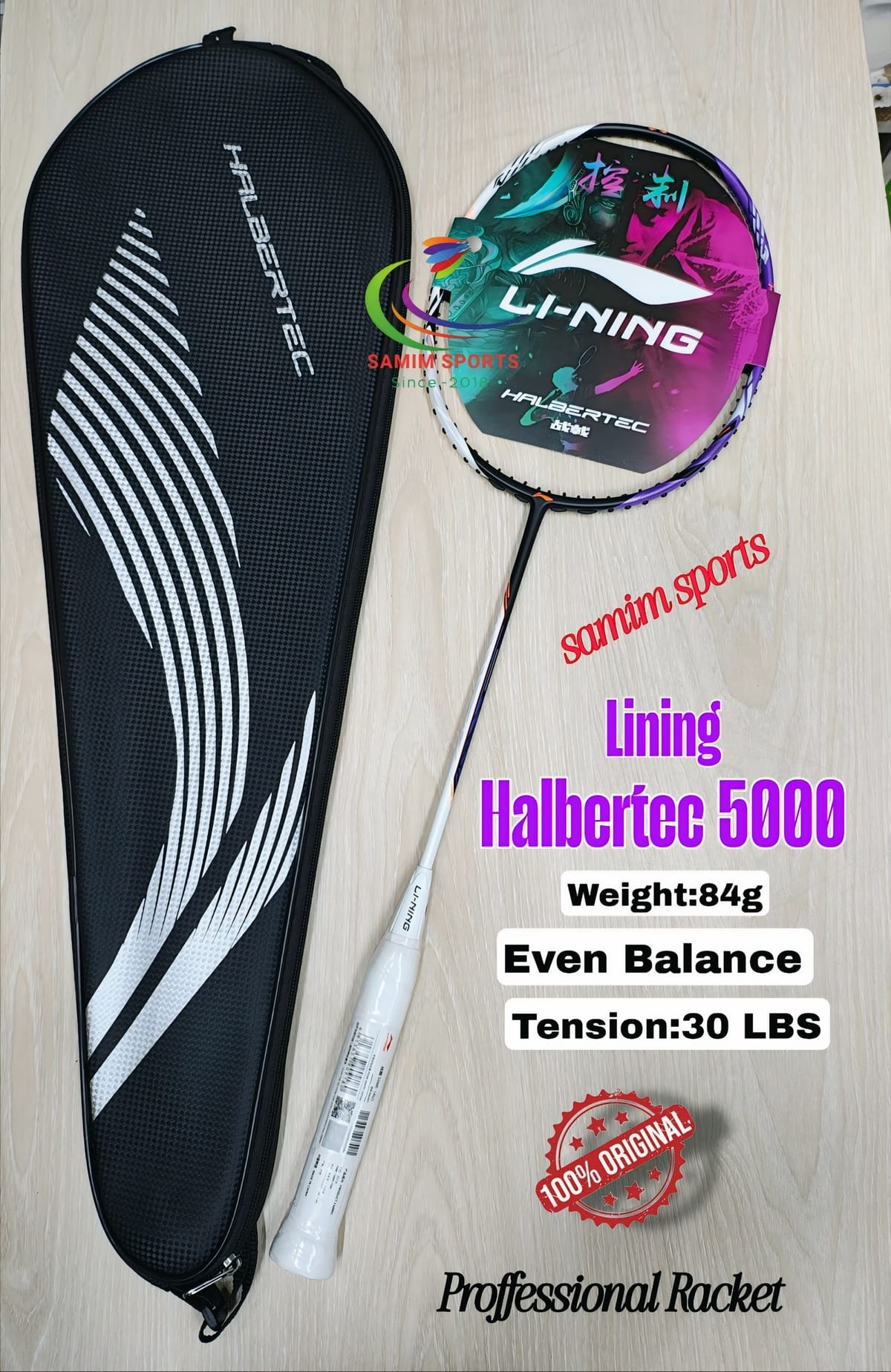 Lining Halbertec 5000 White parpel 4u Badminton Racket