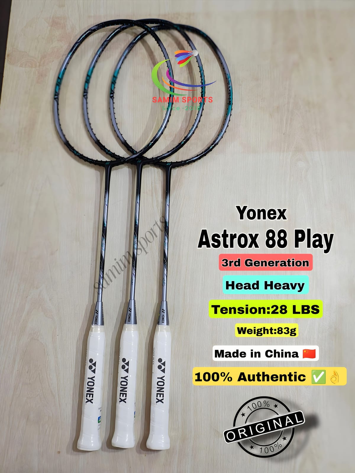Yonex Astrox 88 Play (Gen3) Badminton Racket!4u Racket
