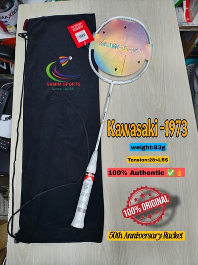Kawasaki 1973 (50th Anniversary) Badminton Racket! 4u white colour_img_0