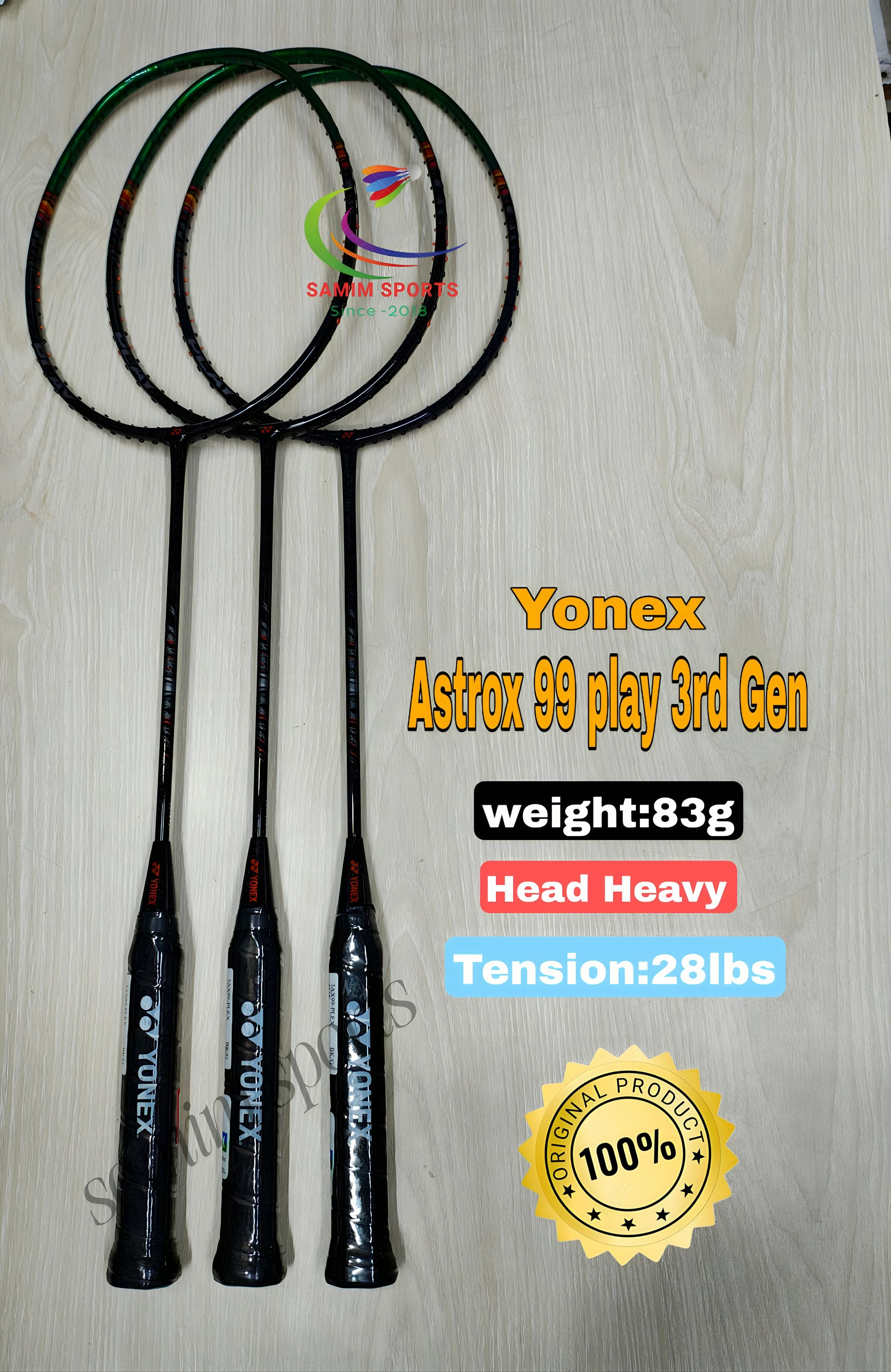Yonex Astrox 99 Play 3rd Gen Badminton Racket! Black Green
