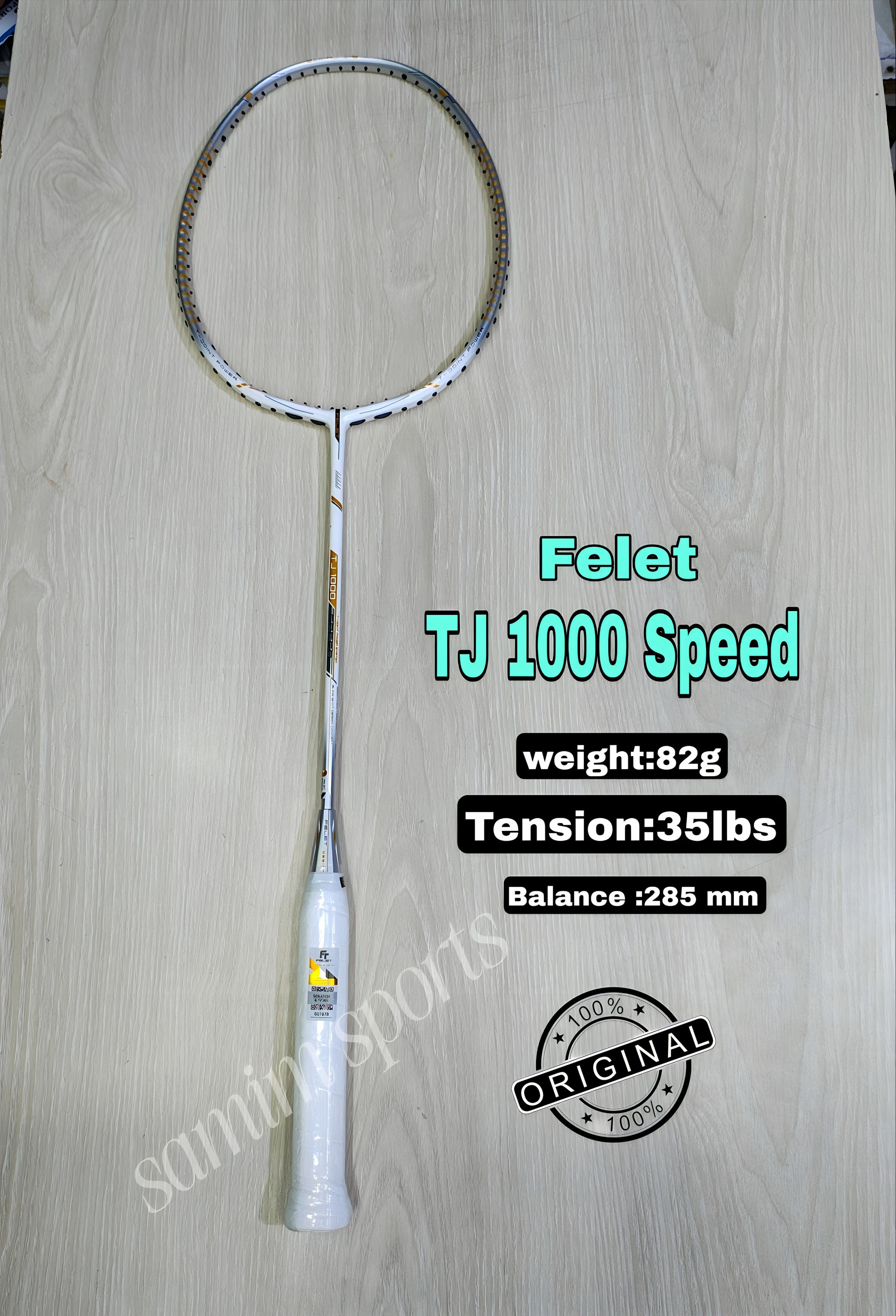 Felet Tj 1000 Speed Badminton Racket! white black Colour