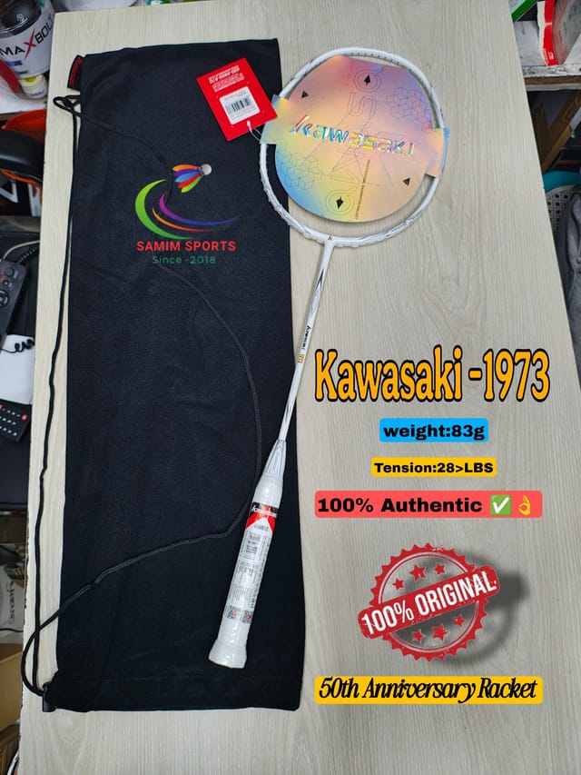 Kawasaki 1973 (50th Anniversary) Badminton Racket! 4u white colour_img_0
